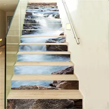 

13 Pcs/Set Creative 3D DIY Waterfall Stairway Stickers Stairs Decoration Pattern Steps Floor PVC Art Waterproof Wallpape