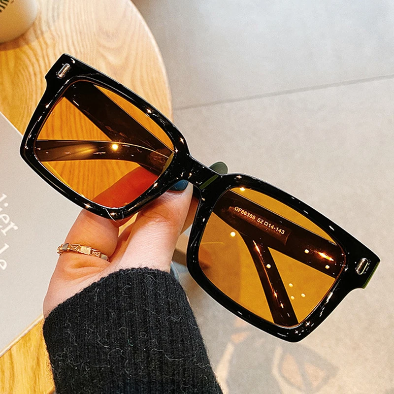 Vintage Small Square Black Orange Sunglasses For Women 2022 Fashion Brand Rivet Gradient Sun Glasses Men Brown Hip Hop Eyewear raybans women