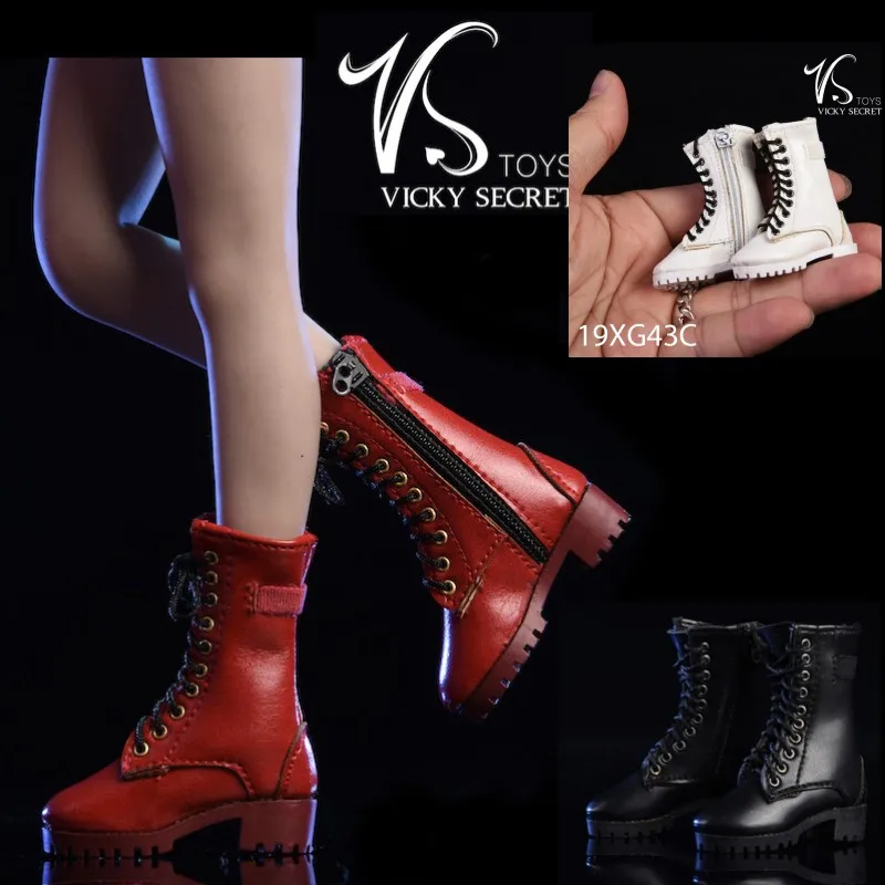 

VSTOYS 19XG43 1/6 Scale female body shoes Black red white fashion Leather Martin Boots for 12" TBL PH JIAOU Action Figures