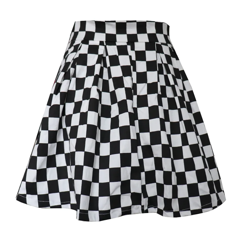 Summer Korean Fashion Plus Size Pleated Skirts Chess Plaid Womens 2021 Harajuku High Waist Kawaii Mini Skirt with Fake Sashes satin skirt