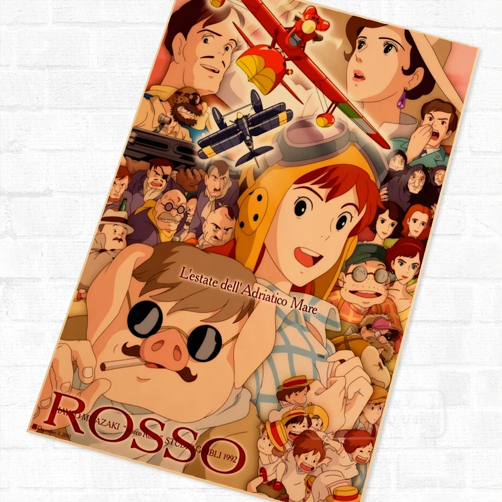 Miyazaki Kurenai No Buta Porco Rosso мультфильм постер классический ретро винтажный крафт холст
