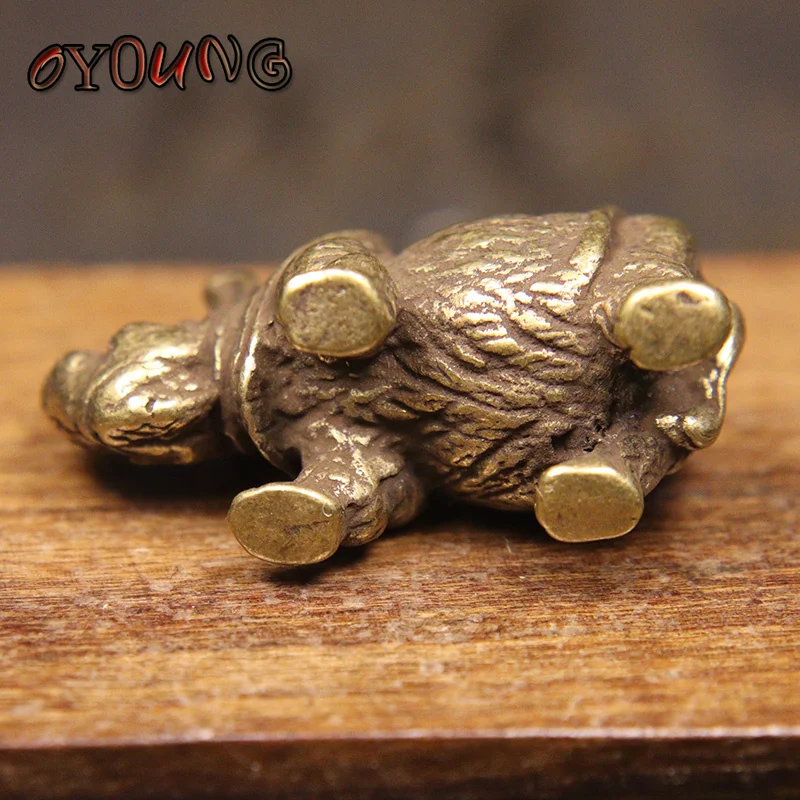 Handmade Pure Copper Cute Rhinoceros Miniatures Figurines Solid Vintage Brass Rhino Ornaments Tea Pets Desktop Decorations Craft