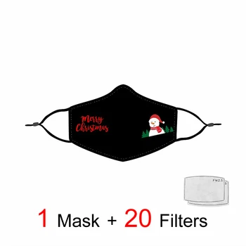 

Christmas Embroidery Printing Face Mask Adult Adjustable Washable 3 Layers Mouth Masks Fashion Unisex Mascarilla Snowman