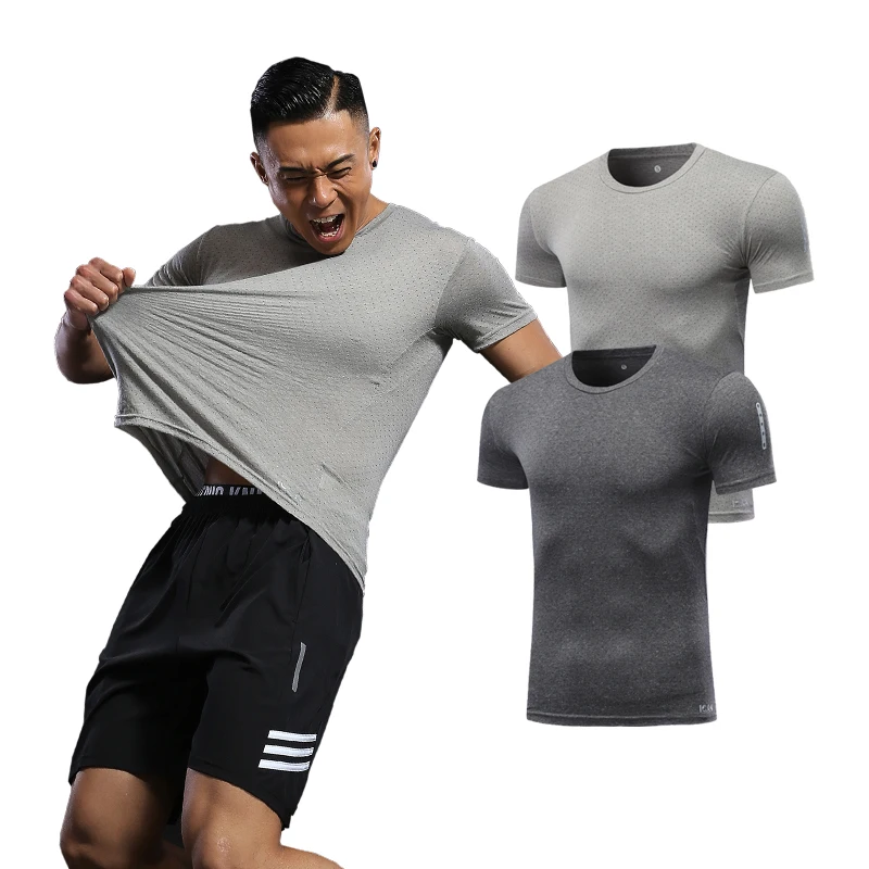 

2020 Running Shirt Polyester Breathable Short Sleeve Compression Dry Fit Jersey Training Gym Jogging Sport T Shirt