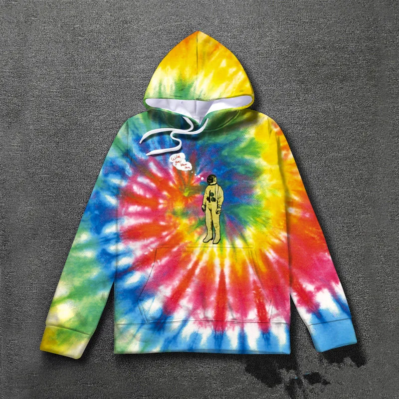 Уличная одежда Трэвиса Скотта астромира астронавта tie Dye Толстовка для мужчин и женщин высокое качество граффити хип-хоп астромира мужские толстовки