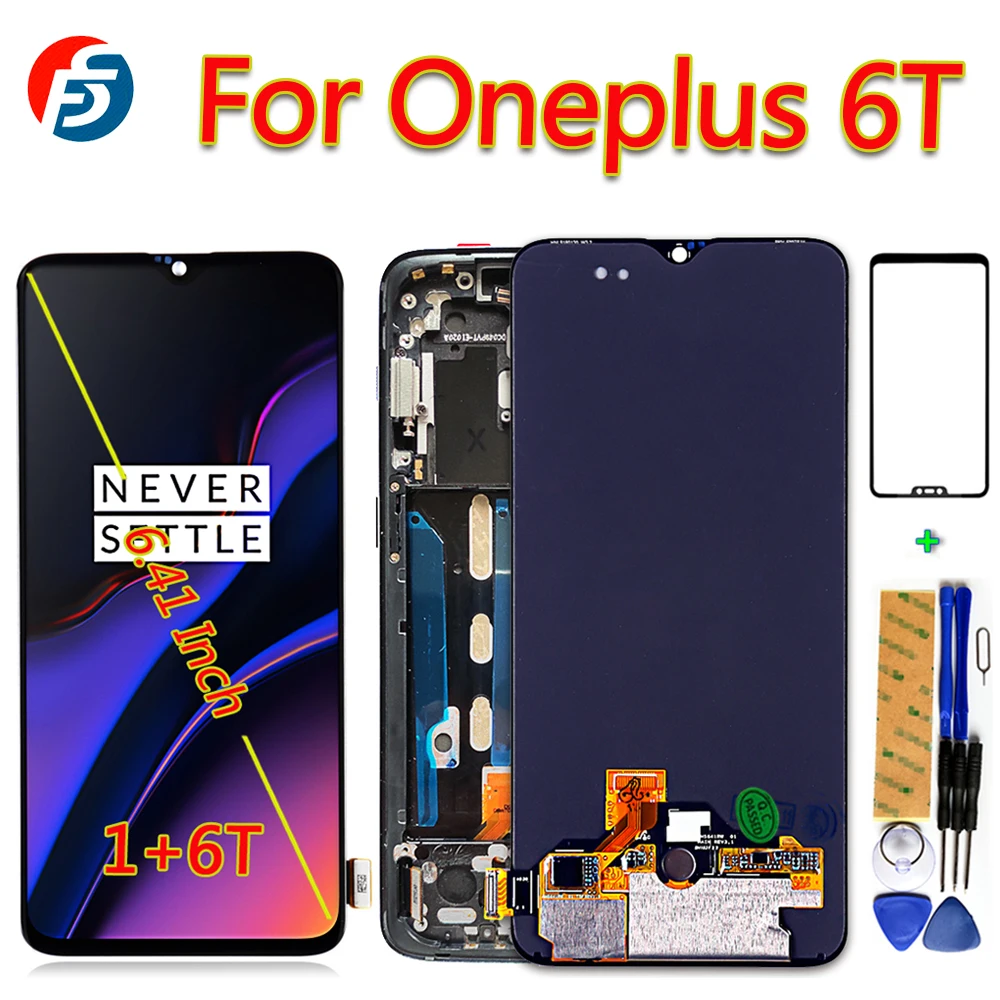 Fansu AMOLED ЖК дисплей для Oneplus 6T A6010 A6013 сенсорный экран 6 41 дюймов дигитайзер в сборе