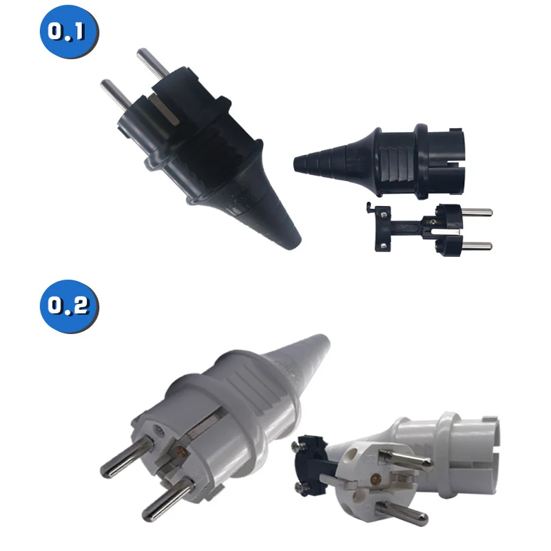 French Germany EU Waterproof Schuko Power Plug European 16A 2pin Cable Wiring Connector Converter Plug Type E F