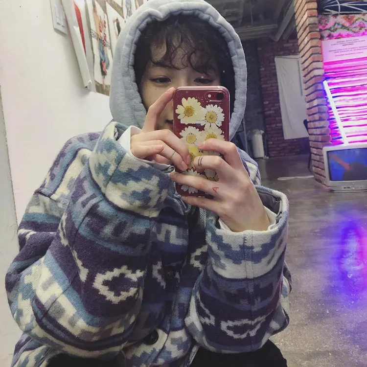 Kpop 4Minute Kim Hyun/одинаковые жаккардовые однобортные толстовки с отворотом, женская зимняя уличная одежда, шерстяные теплые толстовки, женские пальто
