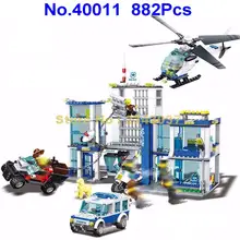 40011 882 шт городская серия-Полицейский отдел вертолет автомобиль строительный блок игрушка