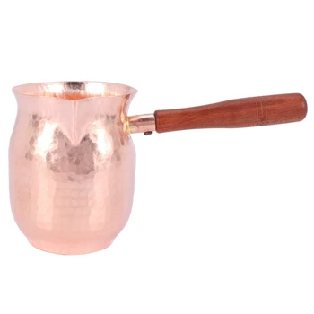 

450ML Pure Copper Handmade Coffee Tea Set Turkish Greek Arabic Coffee Pot with Wooden Handle Coffee Maker for Barista