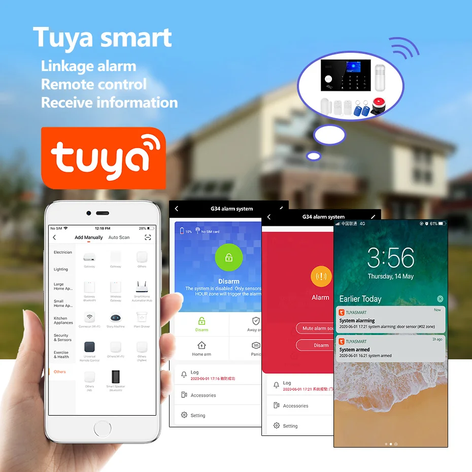 Комплект сигнализации Towode G34 GSM Wi Fi 4G беспроводная домашняя система безопасности