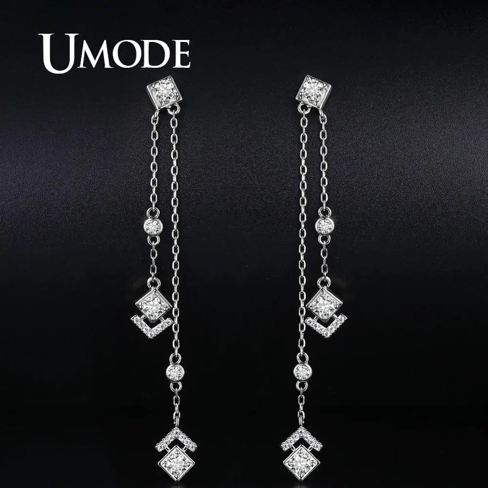 UMODE модные серьги с кисточками для женщин и девочек, серьги с длинными цепочками, CZ свисающие ювелирные изделия, женские золотые свадебные подарки, Прямая поставка UE0606