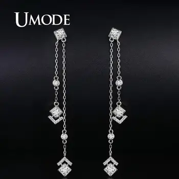 

UMODE Fashion Tassel Earrings for Women Girls Long Chain Earring CZ Dangle Jewelry Femme Gold Wedding Gifts Drop Shipping UE0606
