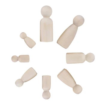 

Family of 12 Wood Peg Dolls Wooden Figure People DIY Craft Kids Birthday Toy