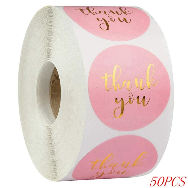 50-500pcs 1inch Blue Thank You Stickers For Envelope Sealing Labels Stationery Supplies Handmade Wedding Gift Decoration Sticker H0117-50pcs