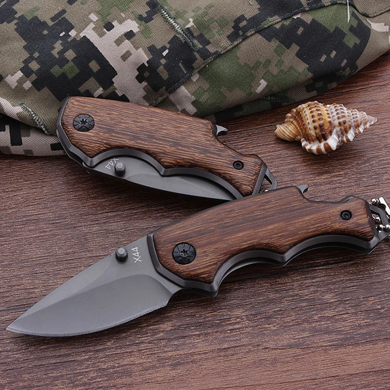 Gray Color 5CR15MOV Blade Knives Keychain Mini Pocket Folding Hunting Knife Tactical Survival Knive