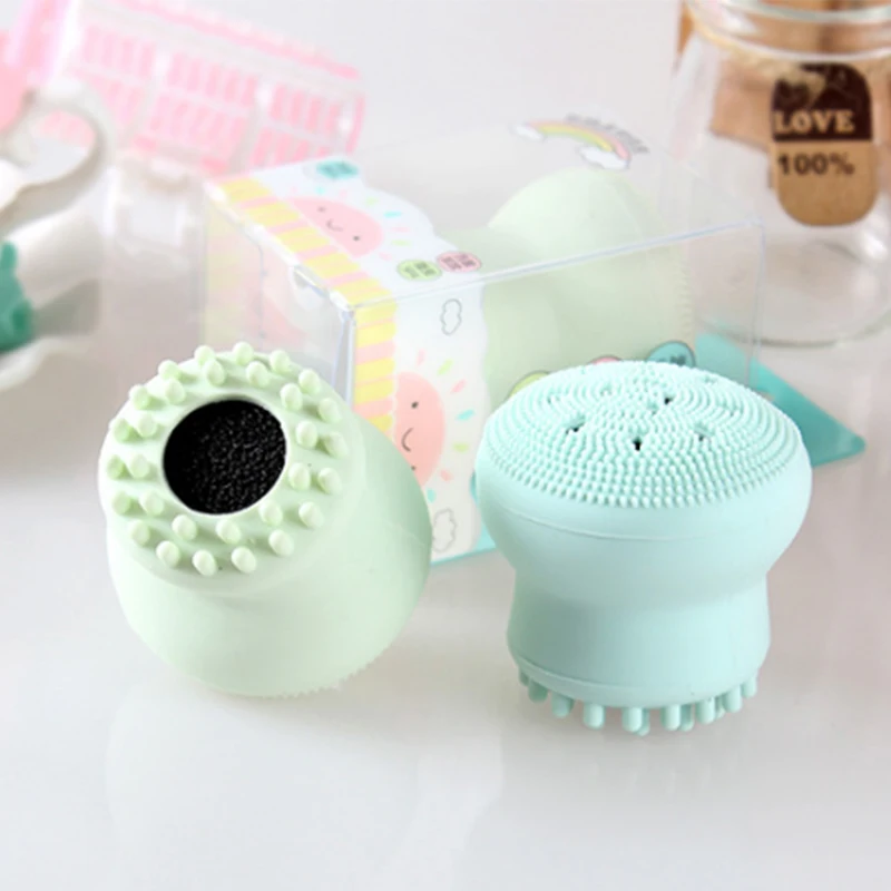 Silicone Sponge Face Cleansing Brush Small Sun Cleansing Brush Double Head Cleansing Jellyfish Small Octopus Wash Brush NEW