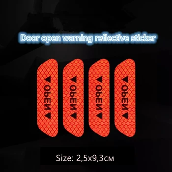 

CK3225#9.3*2.5cm 4 PCS Car anti-collision strips open reflective car stickers traffic safety warning stickers door opening