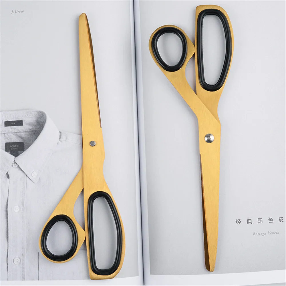 Tijeras doradas de corte para el hogar, herramientas de corte de cinta de oficina, corte de tela asimétrico, cizalla de sastre, 1 ud.