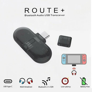 

1PC Fast Pairing Audio Transmitter Mini Bluetooth Wireless Converter With Route USB Type-C Adapter Transmitter For Switch PS4 PC