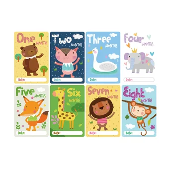

12 Pieces Cartoon Baby Shower Month Decals Infant Photo Sticker Cartoon Animal Sticker 12 Months Milestone Sticker