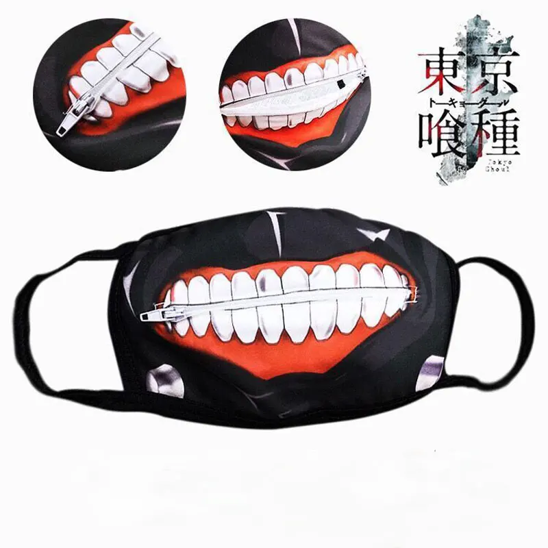 

Anime Tokyo Ghoul Kaneki Ken Masks Zipper Cycling Anti-dust Mask Halloween Cosplay Pros