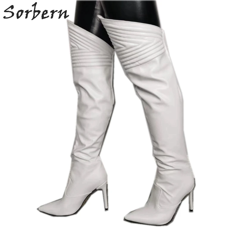 Sorbern Asymmetry Over The Knee Women Boots High Heel Pointed Toe Custom Wide Calf Boot Shaft Length Opening Ladies | Обувь