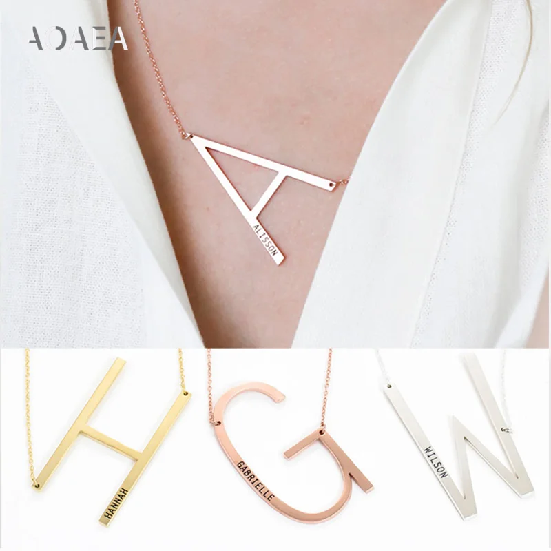 Sideways Initial Necklace • Large Initial Necklace • Oversized Letter Necklace • Monogram Necklace • Custom Bridesmaids Gifts-
