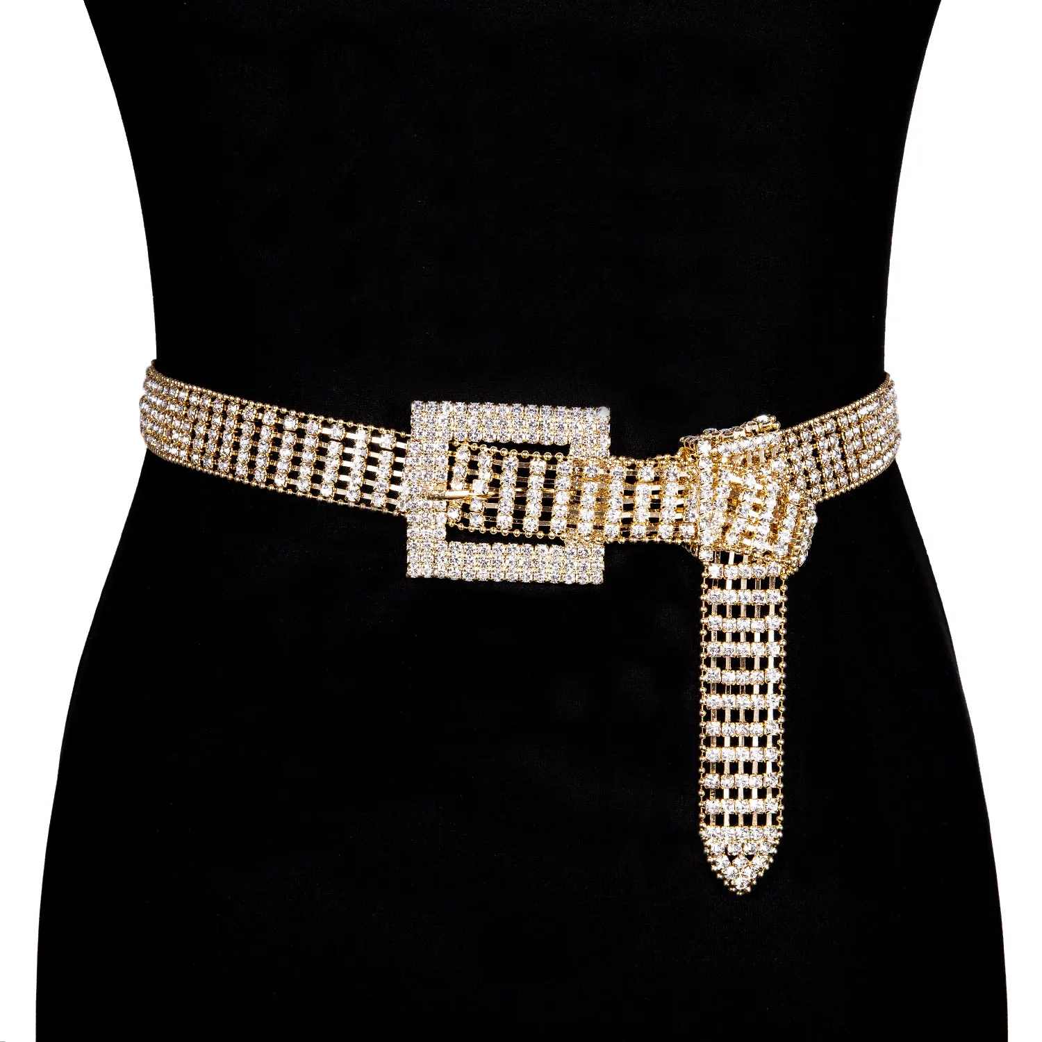 Luxury Women's Gold Chain Rhinestone belt for Women female bright bride