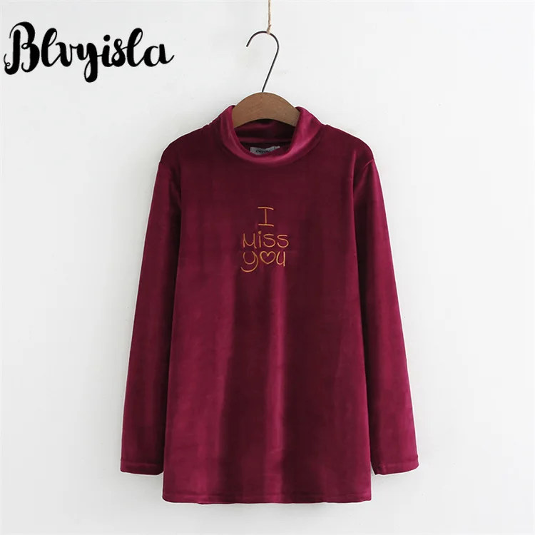 Blvyisla 100 кг женский корейский эластичный тонкий Письмо вышитый низ свитер осень зима свободный мягкий низ Топы пуловеры