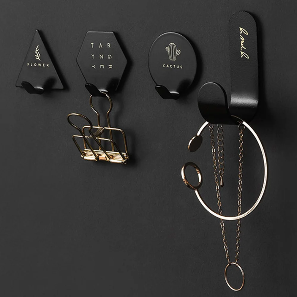 4pcs/set Simple Geometric Elements Key Hook Holder Nordic Self-adhesive Wall Coat Hanger Rack Organizer Home Decoration C1586 d