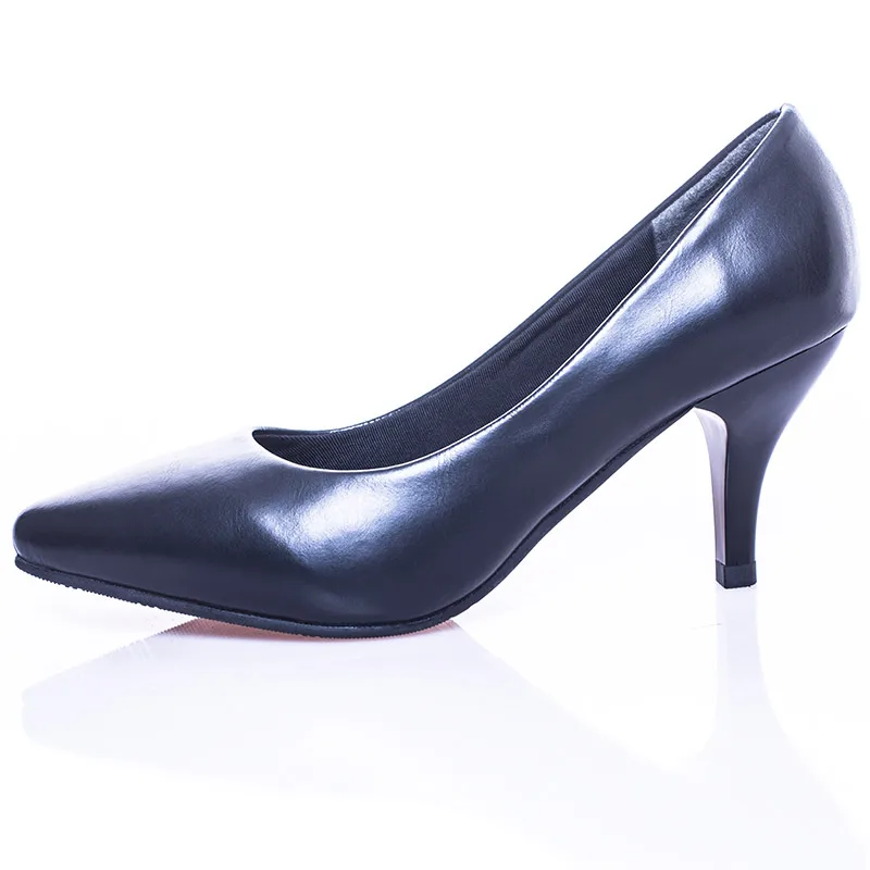 Yalnn Women Spike Heels Mature Pumps Shoes Pointed Toe Slip-on Heels Women High Heel Shoes Heels Office Shoes Pumps for Ladies - Цвет: mld09-7cm heel black
