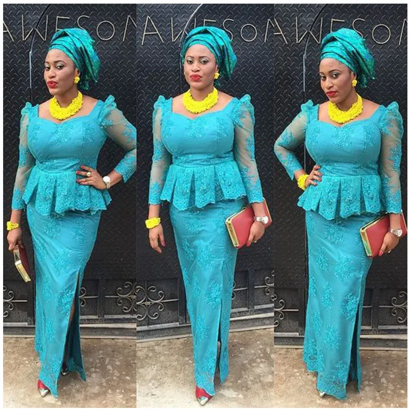 2 Pcs Set Fashion African Lace Dresses for Women Bazin Riche Africa Style Traditional Long Sleeve Skirt WY2438 | Тематическая