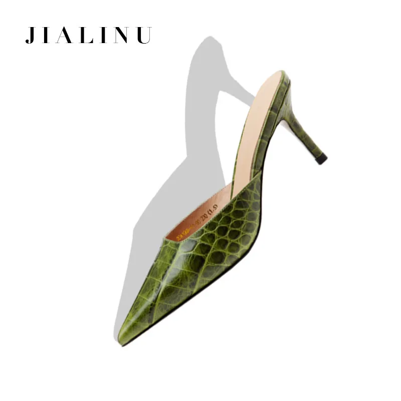 

Jialinu 2020 Summer Tip Fine With Genuine Leather Women's Shoes Joker Fashion Outside The Tide Wear Shallow Mouth Cool Slippers