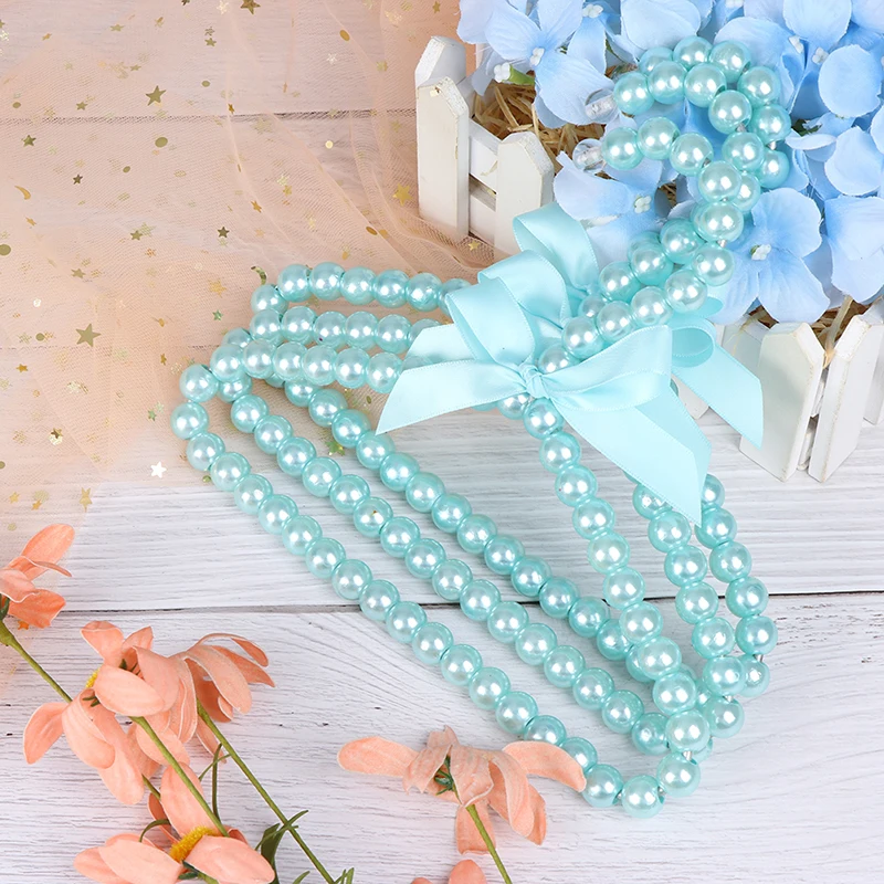 1 Pcs Clothes Hanger Storage Plastic Pearl Beaded Bow Dress Coat Hangers Closet Save-Space Coat Storage Organizer