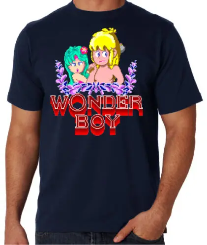 Wonderboy Ретро 80s аркадная игра Классическая забавная голубая футболка | Мужская