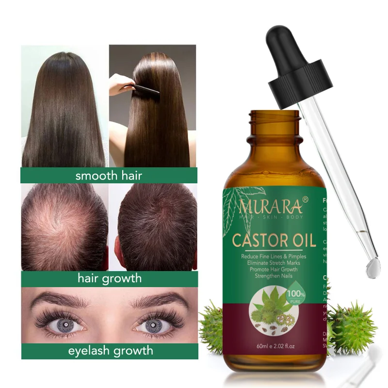 

Castor Oil Prevent Hair Loss Eyelashes Growth Serum Hair Treatment Reduce Forks Eyebrow Fast Growth Liquid Essential Oil 60ml