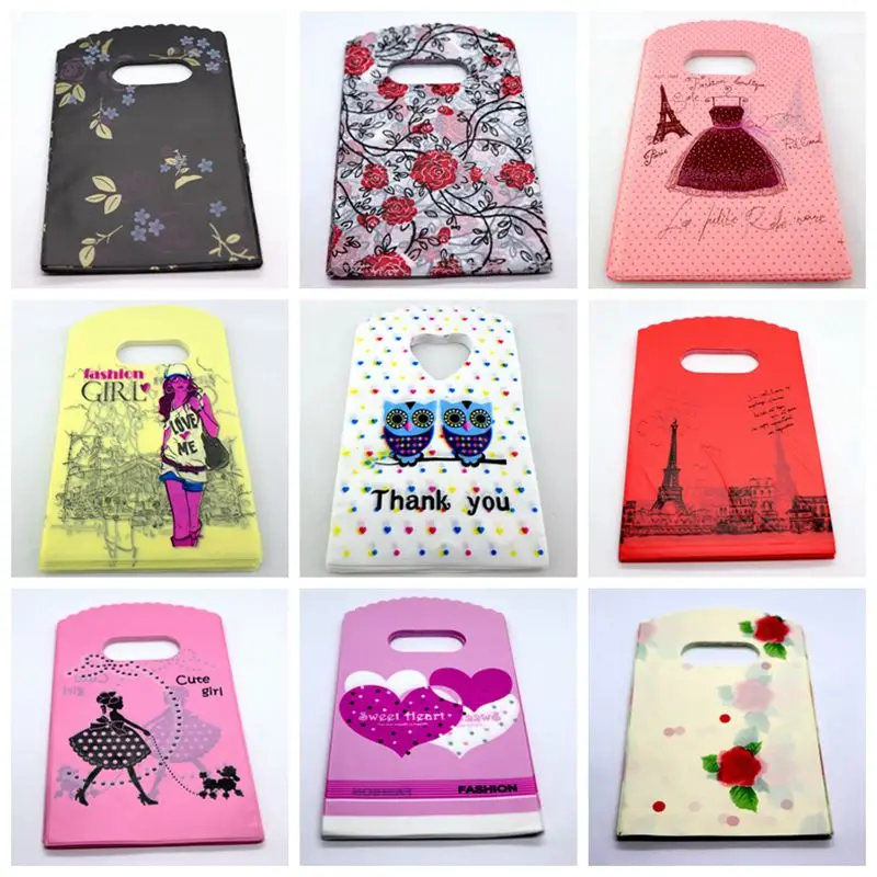 

Multi-styles Jewelry Packaging Pouches Bags Plastic Wedding Party Birthday Candy Gift Shopping Packing Bag Handbag 15x9cm