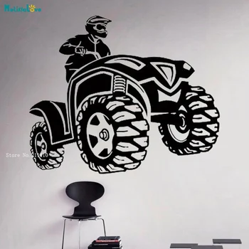 ATV 라이더 벽 데칼 샌디 먼지 도로와 눈 덮인 자갈 도로 홈 장식 유니버설 오프로드 이동식 멋진 비닐 포스터 YT4606