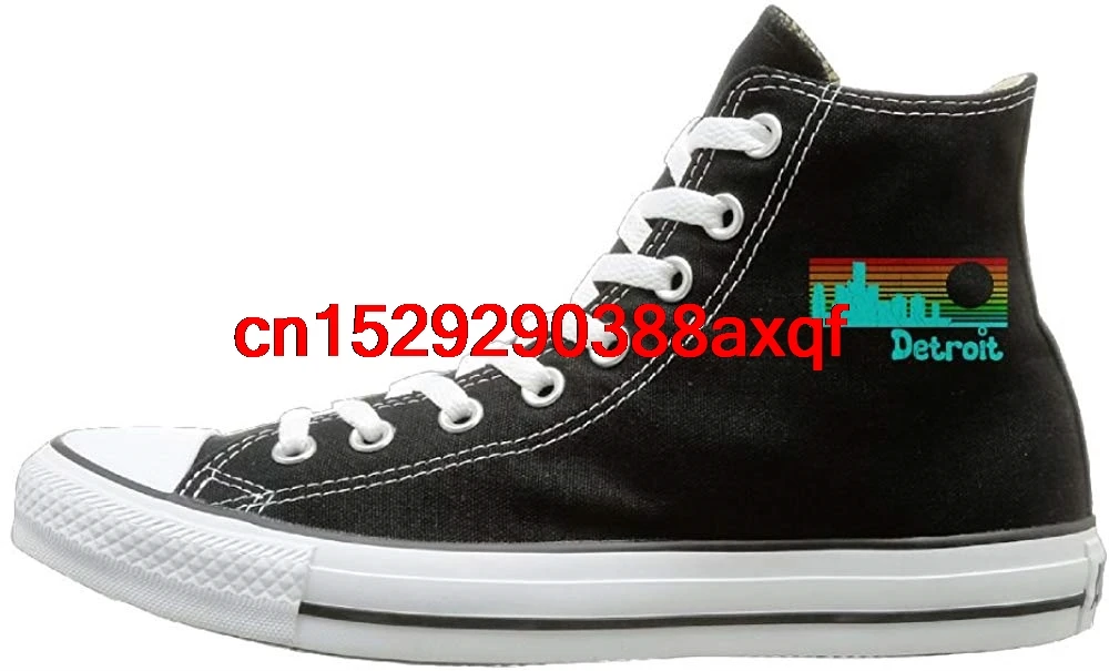 

Unisex Casual Shoes Boys and Girls Sports Shoes Retro Vintage Detroit Canvas Shoes High Top Casual Black Sneakers Unisex Style