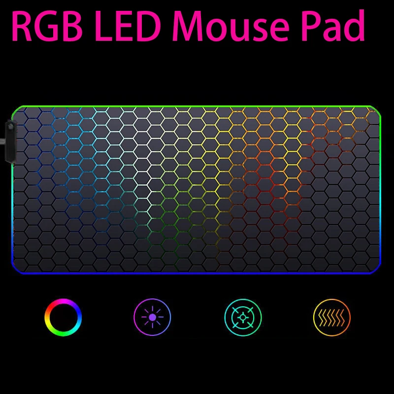 Geometric LED Mousepad Gaming Pad Mouse Pad Large Keyboard Mats Rubber Speed Desk Pad ROG Computer Rug Laptop Carpet Play Mat