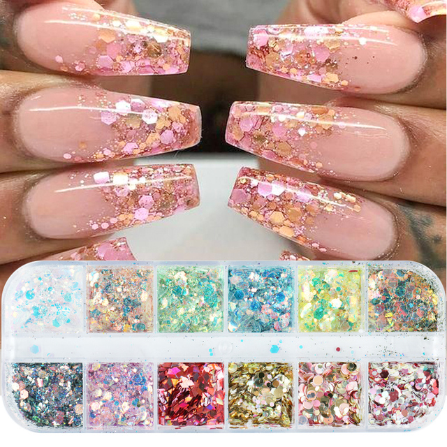 Abalone Shell Slices Nail Art Decorations 3D Broken Sea Shell Stone Flakes Aurora Charms Nails Accessories Manicure TRBY