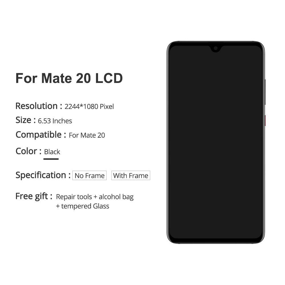 6,5" дисплей для huawei mate 20 lcd дисплей кодирующий преобразователь сенсорного экрана в сборе Замена для huawei mate 20 HMA-L29 lcd