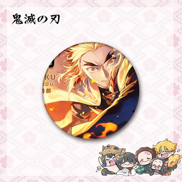 New Anime Demon Slayer 58mm Anime Tinplate Nezuko Tanjirou Butterfly Bear Badge Ornament Backpacks Bag Badges Button Brooch Pins Style-29