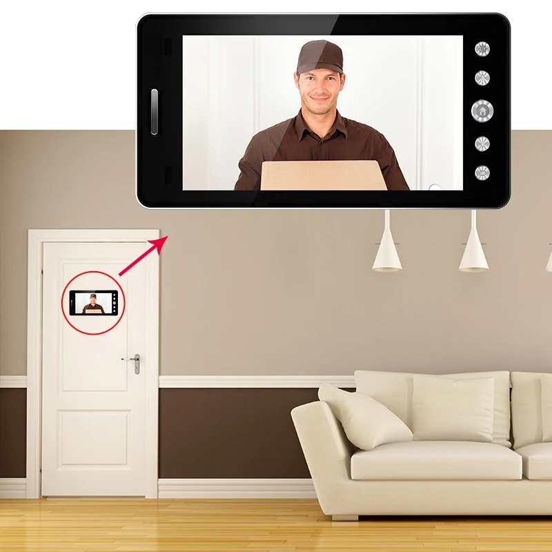 TS-MTK509 5 дюймов 1080P Смарт Электронная камера глаз бытовой Видимый дверной звонок, Android Версия