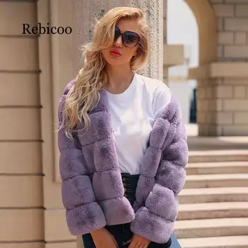 

Woman Plush Coat High Quality Patchwork Elegant O-Neck Thick Warm Winter Outerwear Jacket Plus Size 3XL Faux Fur Coats