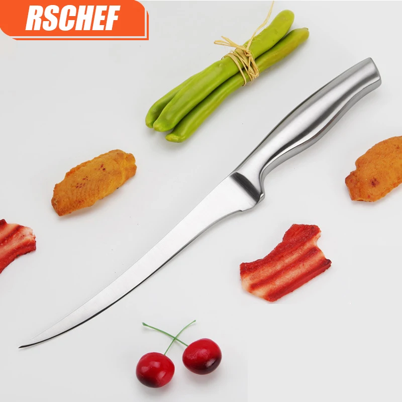 RSCHEF 7 дюймов качество Нержавеющая сталь Кухня филе Ножи потрошение рыбы