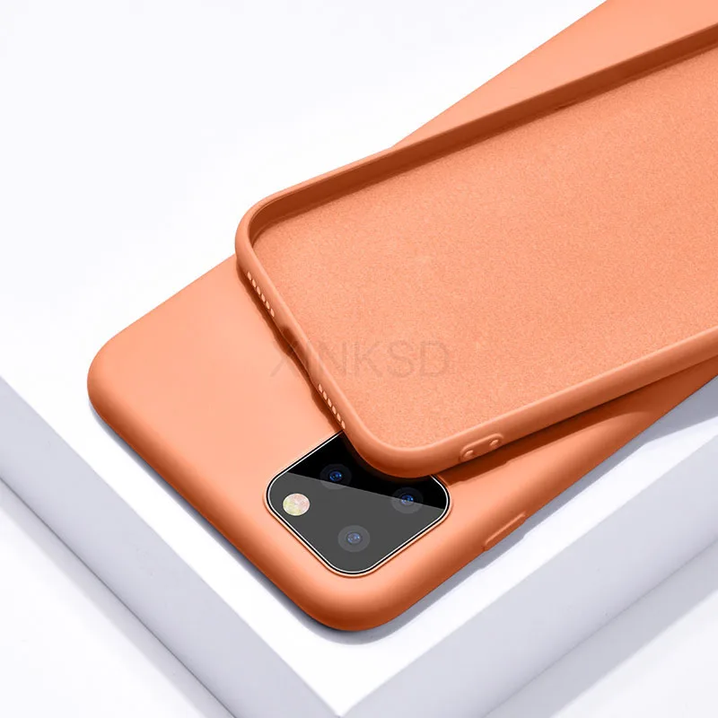 Жидкий силиконовый чехол для iPhone 11 Pro MAX 6S 6 Ультратонкий Мягкий чехол для iPhone 7 8 Plus X XR XS MAX чехол для телефона X чехол s - Цвет: Orange