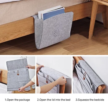 

Bedside Storage Bag Felt Organizer Bed Sofa Desk Cellphone TV Remote Control Hanging Couch Storage Organizer Bed Holder Pockets