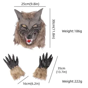 

[Mask Black And Gray Random] Wolf Mask Funny Comfortable Wolf Headgear For COS Play Halloween Party Movie Props Gloves